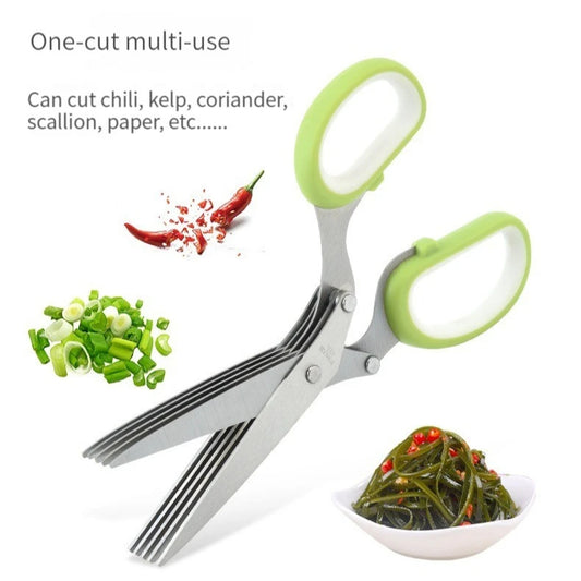 Stainless Steel 5 Blade Herb Scissor with Brush