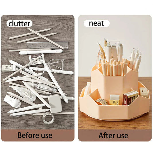 360° Rotating Desk Organizer with 9 Smart Slots