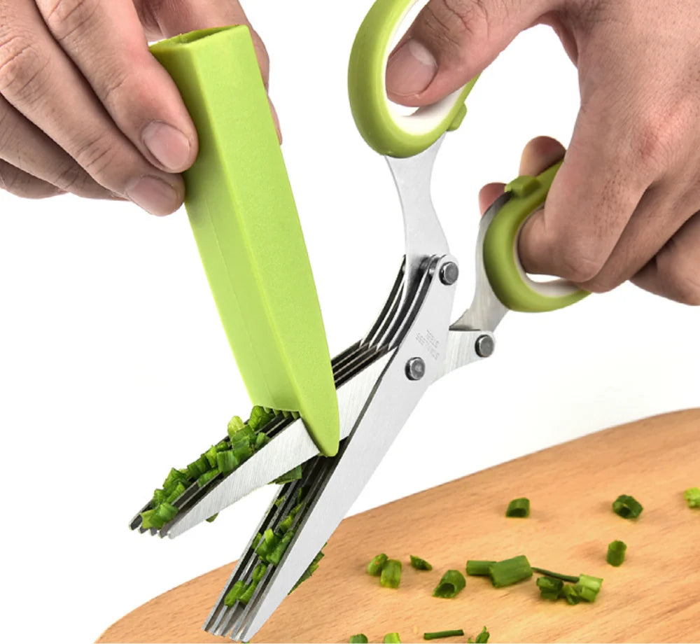 Stainless Steel 5 Blade Herb Scissor with Brush